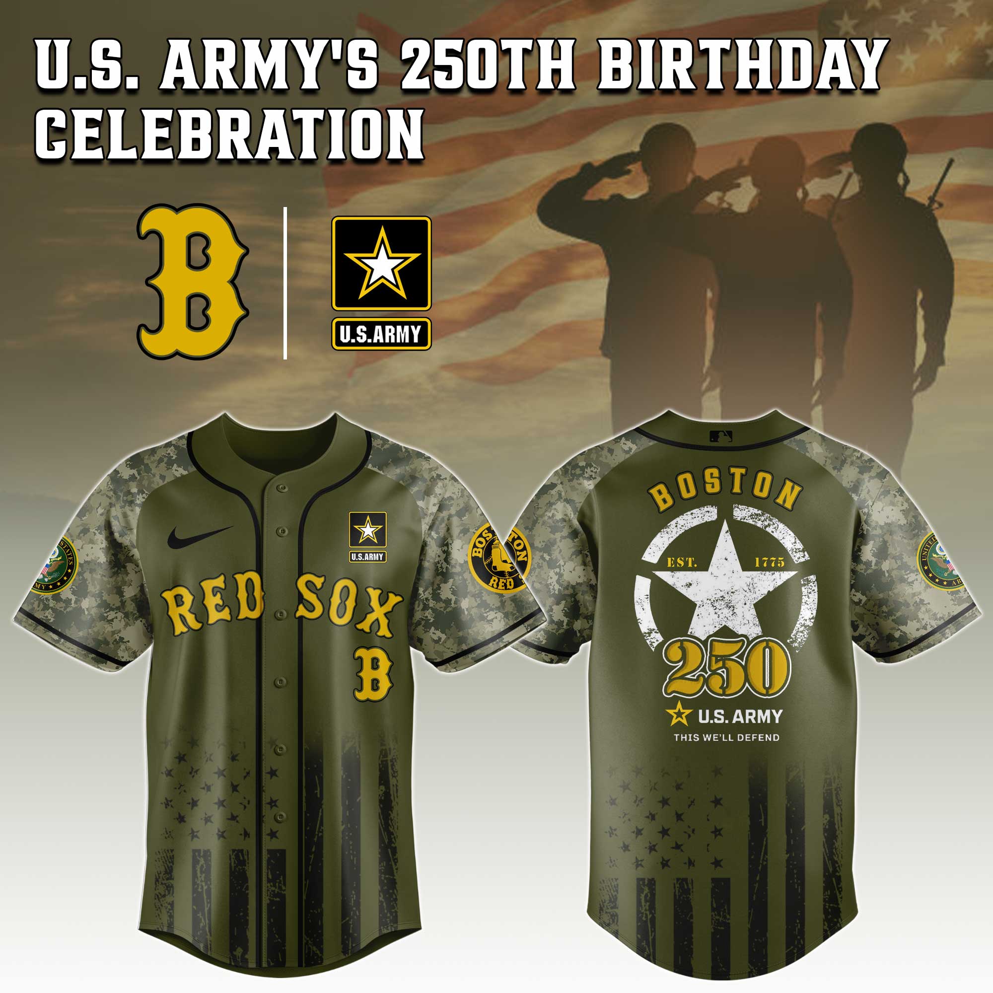 Boston Red Sox MLB 250 U.S. Army Jersey