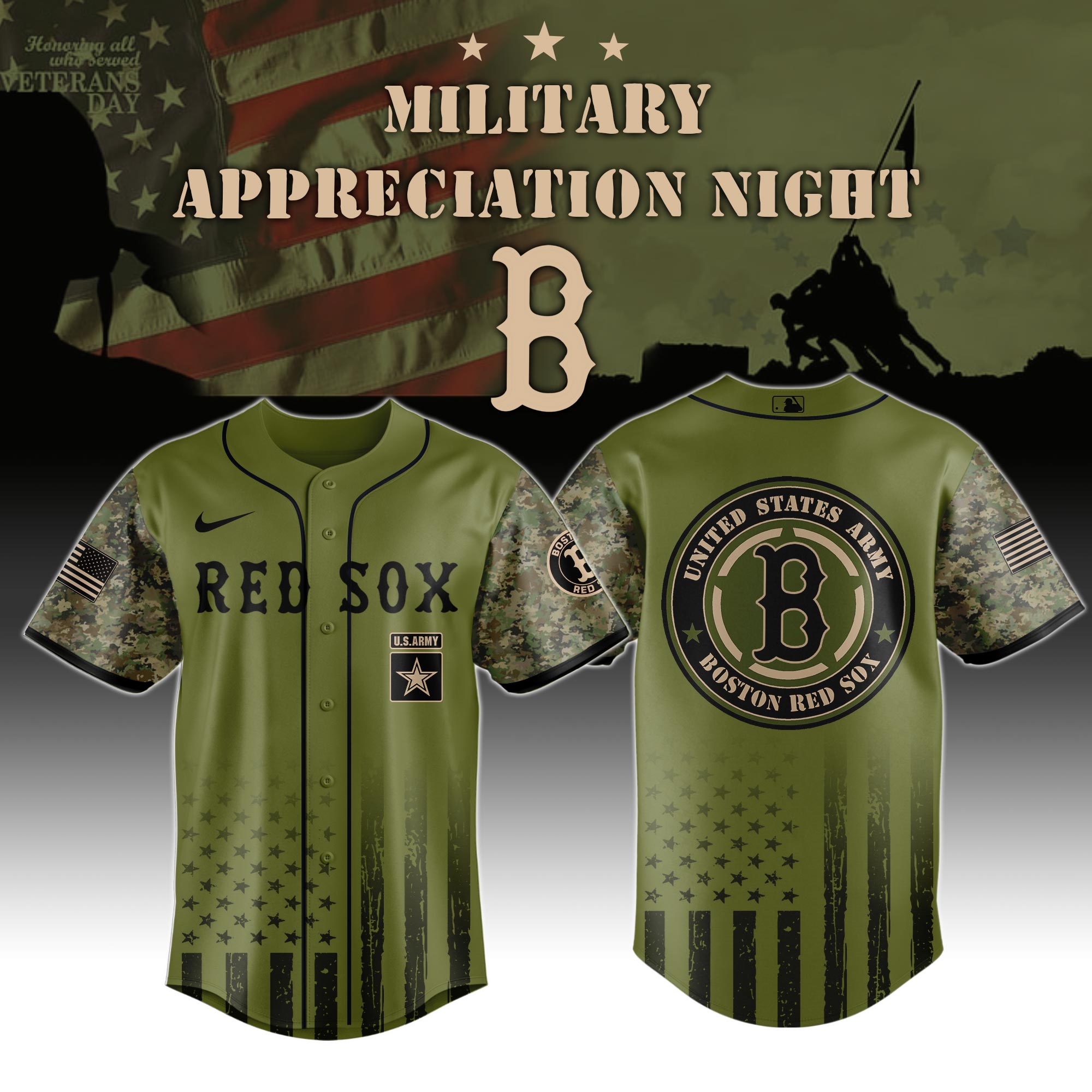 Boston Red Sox Army Military Appreciation Night Jersey 