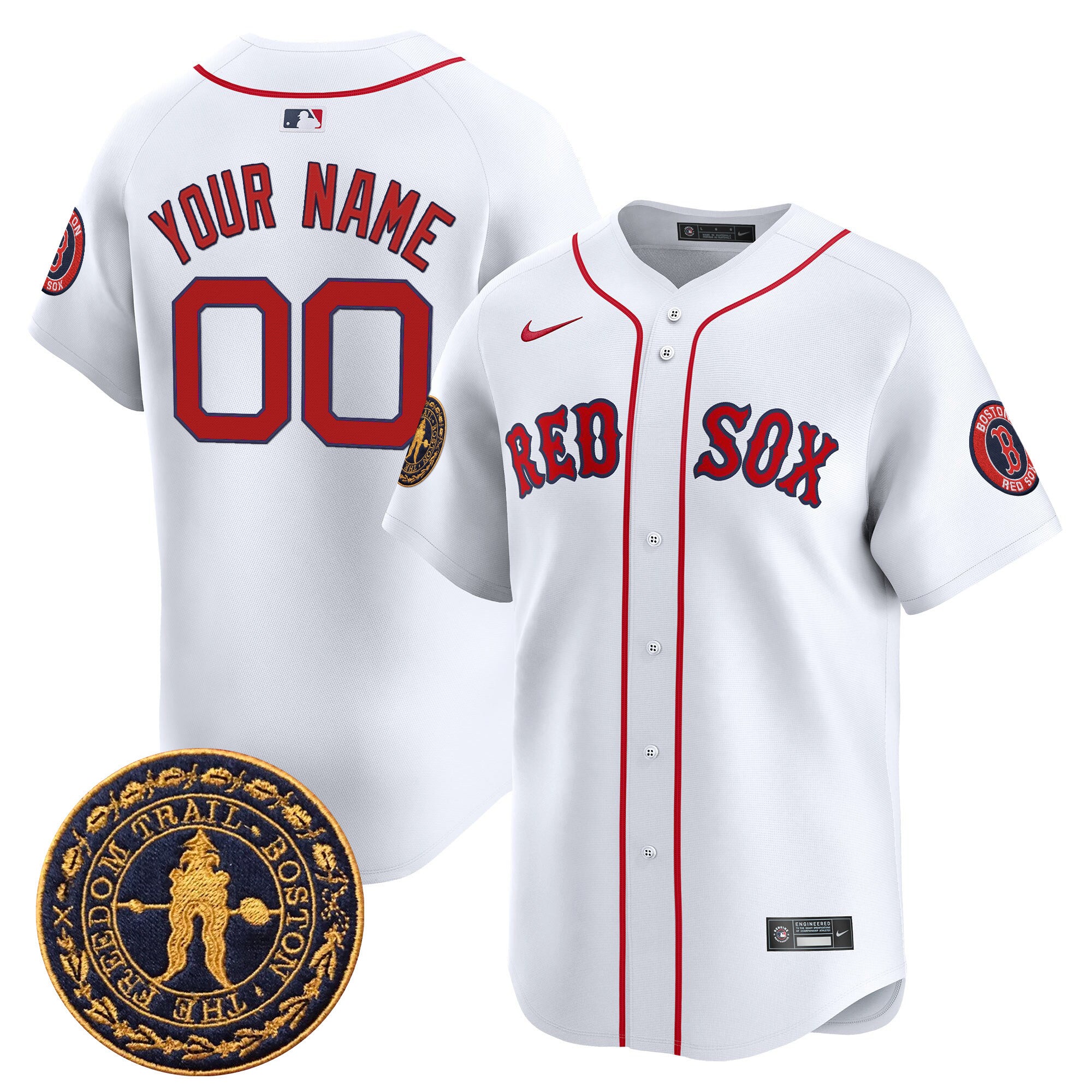 Boston Red Sox Freedom Trail Patch Vapor Premier Limited Custom Jersey - All Stitched