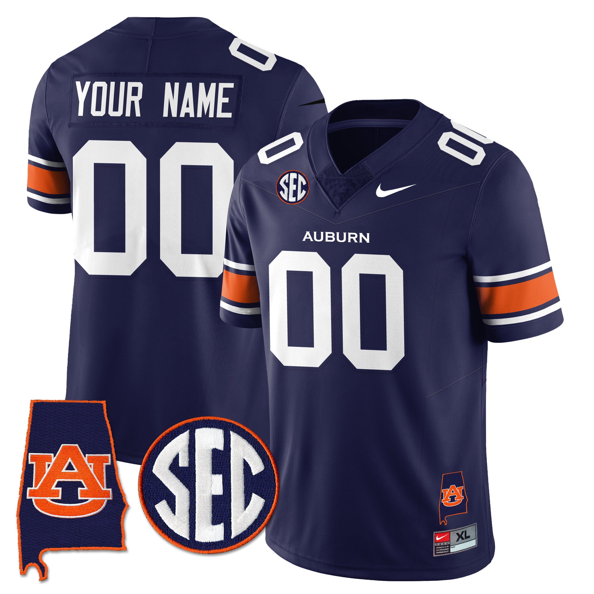 Auburn Tigers Alabama Patch Vapor Limited Custom Jersey - All Stitched