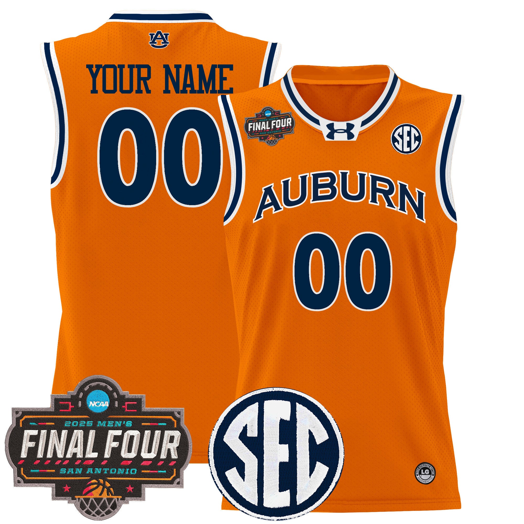 Auburn Tigers 2025 Final Four Patch Lightweight Basketball Custom Jersey - All Stitched